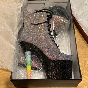 Pleaser Unicorn Glitter Platform Boots